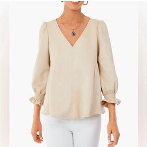 Tuckernuck Bone Suede Easton V-Neck Blouse